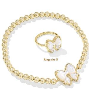 Kendra Scott Haley Bow Stretch Bracelet and matching ring set in gold